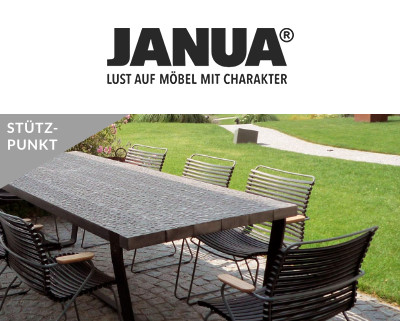 Outdoor-Tische für Terrassee, Garten und Balkon von JANUA. Jetzt im Designmöbelhaus Schneider die Sonne zurückholen