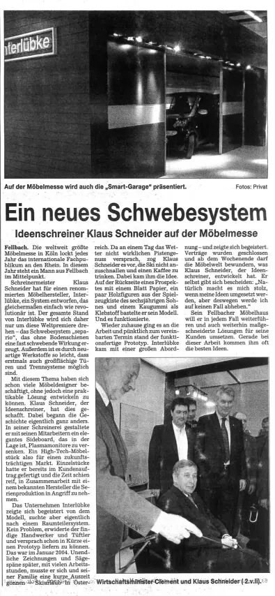 Historie 10 Schneider Design-Möbel Fellbach, Region Stuttgart 2005 01 Sipario mit Hr. Clement Schneider Design-Möbel Fellbach, Region Stuttgart